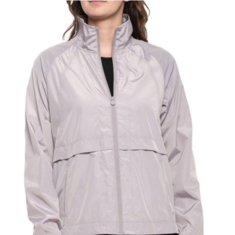 Apana Full Zip 2 Tier Windbreaker Spring Jacket Gray Purple Size Small